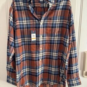 Izod Men's Casual Plaid Shirt - Blue and Brown